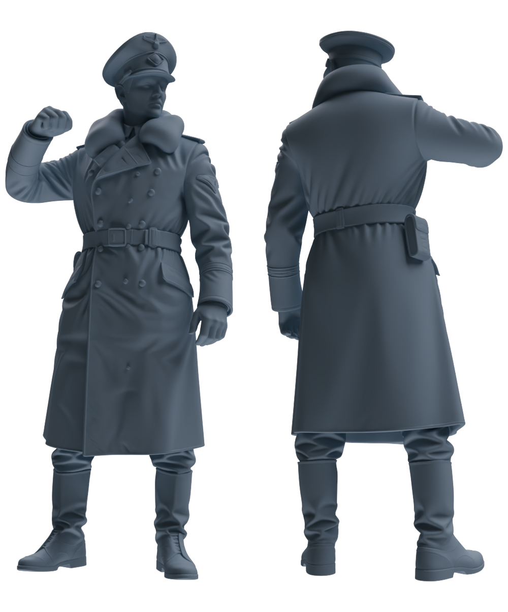 Detail view of MRY-SFW LYGR709 WWII German Army Logistics Scene Three-Person Internal Conflict Group Model