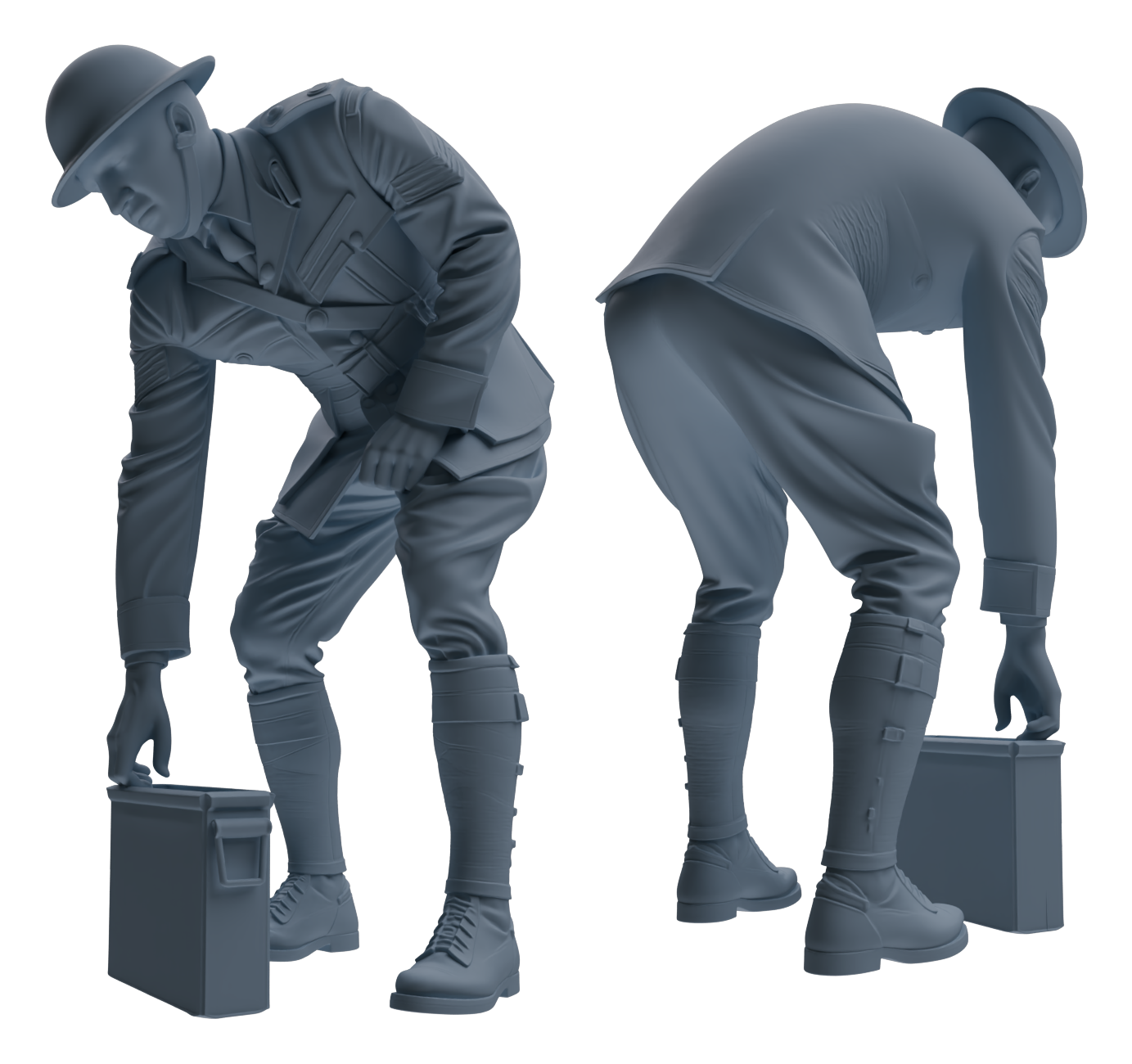 Detail view of MRY-SFW LYGR604 Historical WWII British Army Six-Person Combat Readiness Group Model