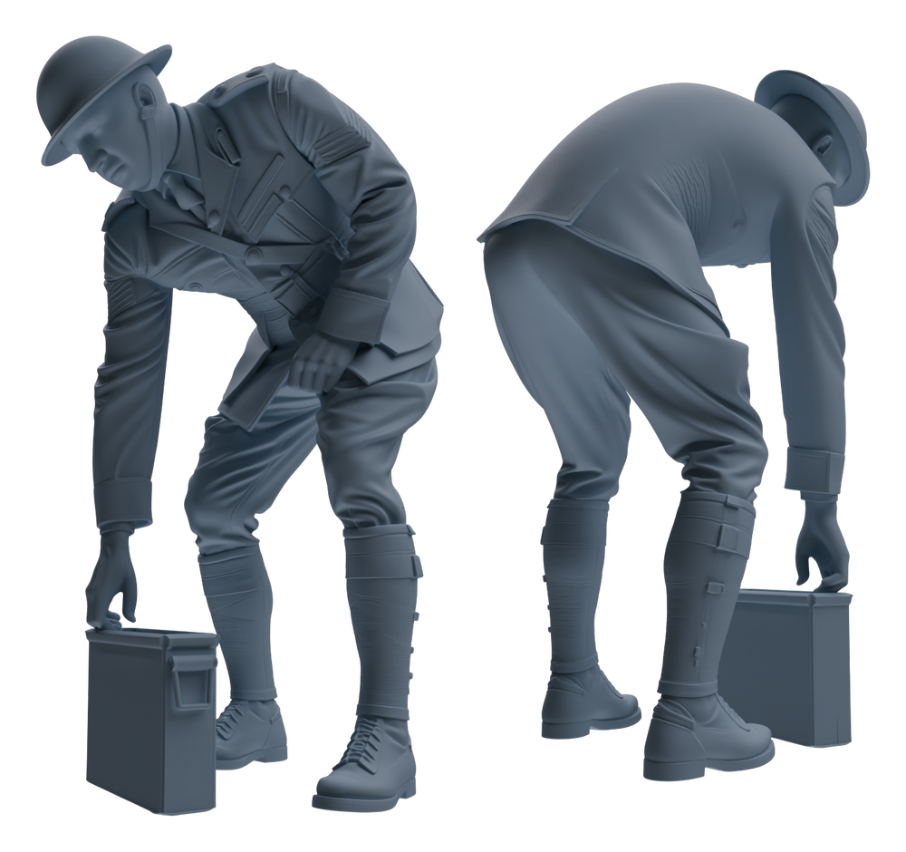 Detail view of MRY-SFW LYGR604 Historical WWII British Army Six-Person Combat Readiness Group Model