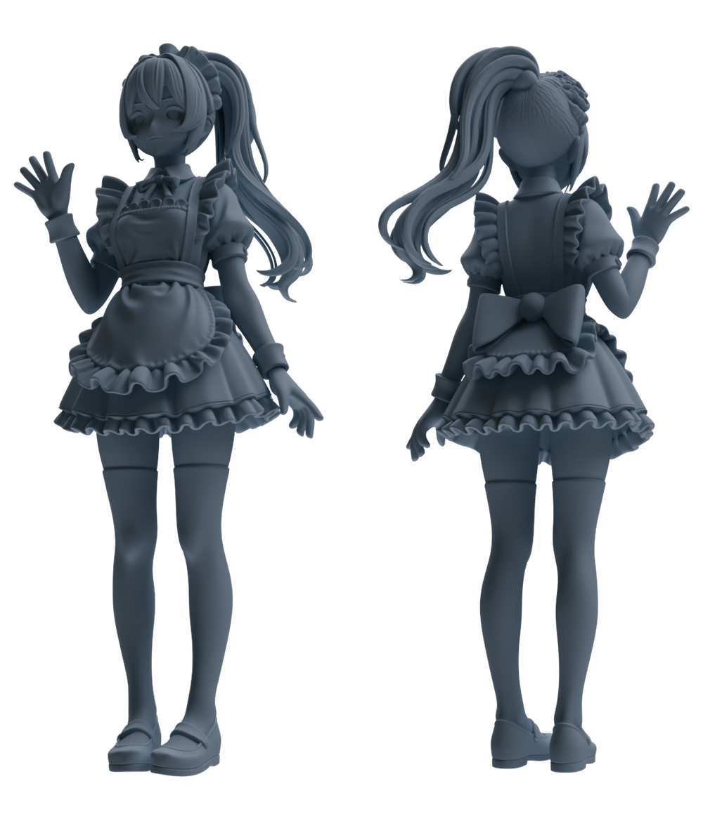Detail view of MRY-SFW LYTR877 Multi-pose Maid Girl Figure Modern Model 3 pcs Model