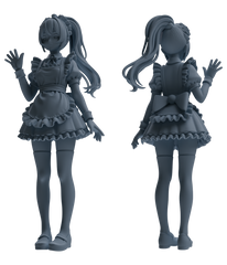 Detail view of MRY-SFW LYTR877 Multi-pose Maid Girl Figure Modern Model 3 pcs Model