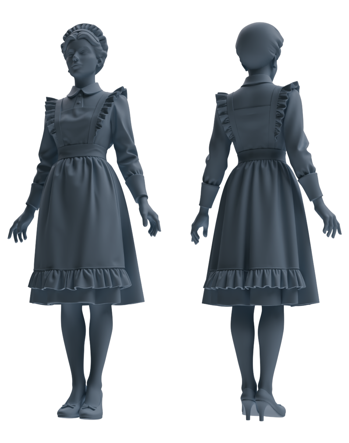 Detail view of MRY-SFW LYTR875 Multi-scene Maid Girl Figure Modern Model 4 pcs Model