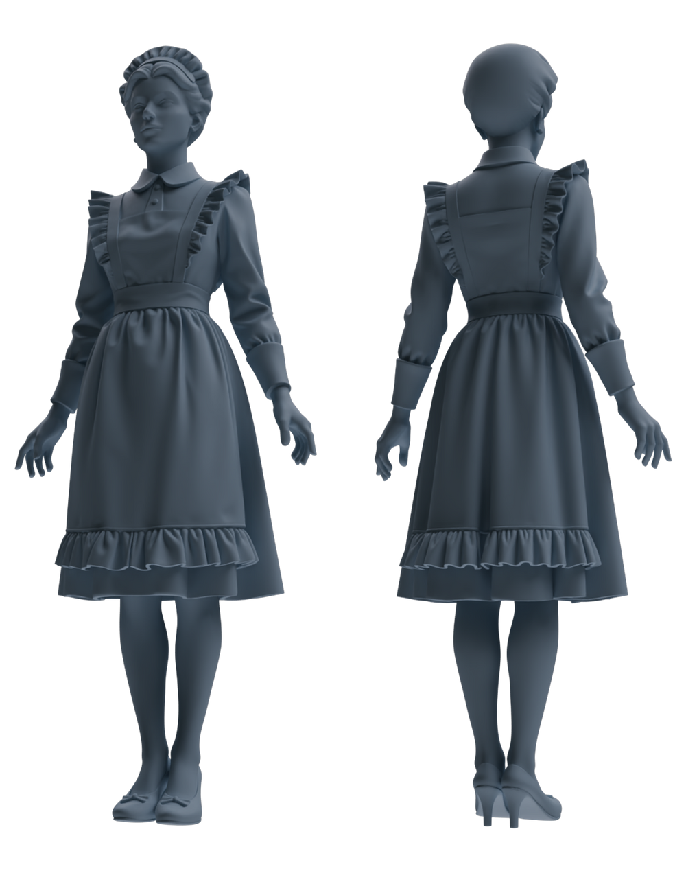 Detail view of MRY-SFW LYTR875 Multi-scene Maid Girl Figure Modern Model 4 pcs Model