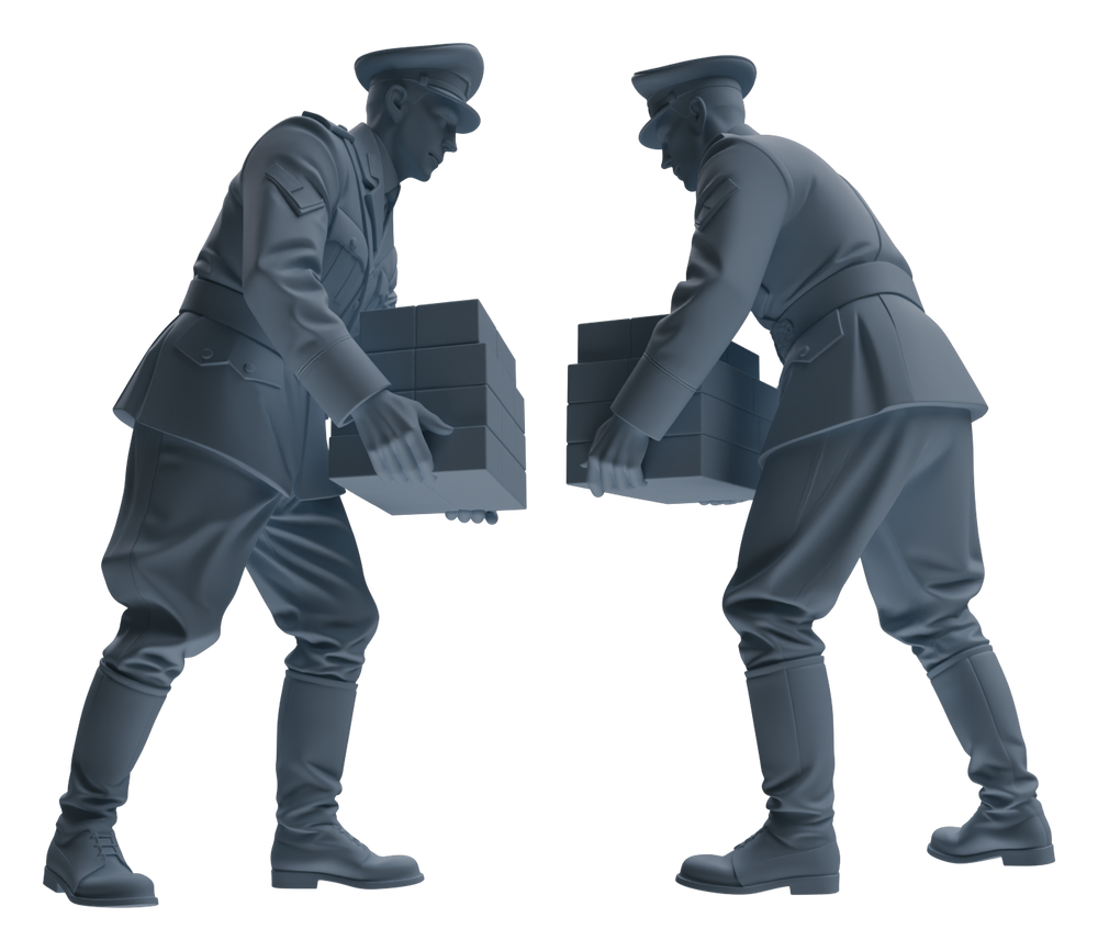 Detail view of MRY-SFW LYGR578 WWII French Army Five-Person Carrying Group Model