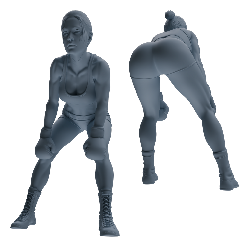 Detail view of MRY-SFW LYTR828 Female Boxer Figure Modern Model 6 pcs Miniature Car Diorama Figures Scene Props Accessories Resin Model