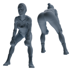 Detail view of MRY-SFW LYTR828 Female Boxer Figure Modern Model 6 pcs Miniature Car Diorama Figures Scene Props Accessories Resin Model