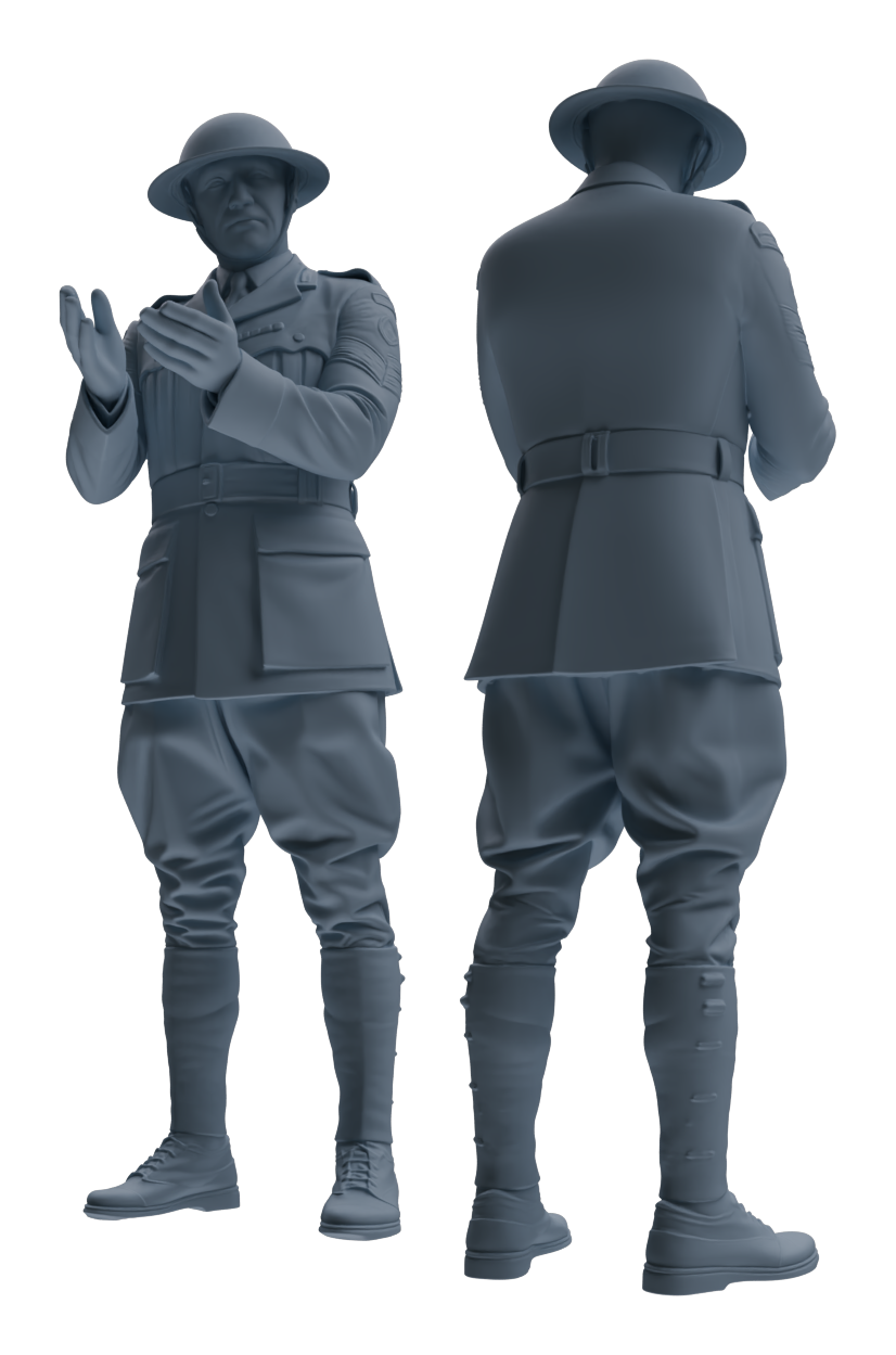 Detail view of MRY-SFW LYGR603 Historical WWII British Army Six-Person Dancing Group Model