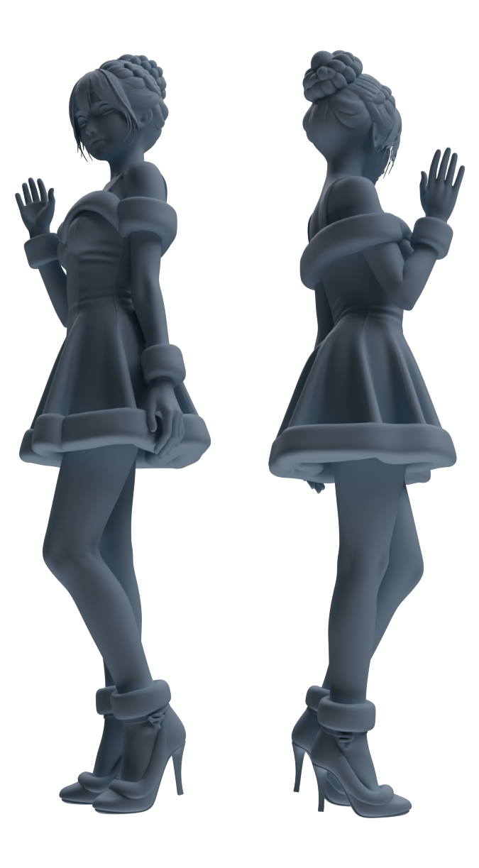 Detail view of MRY-SFW LYTR882 Christmas Themed Woman Figure Modern Model 4 pcs Model