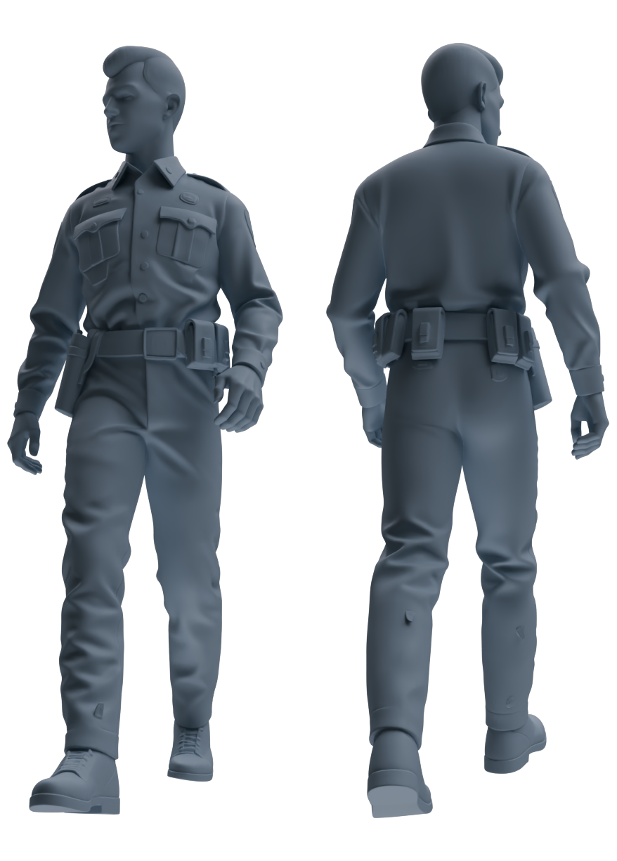 Detail view of MRY-SFW LYGR674 Los Angeles Patrol Police Six-Person Daily Routine Model