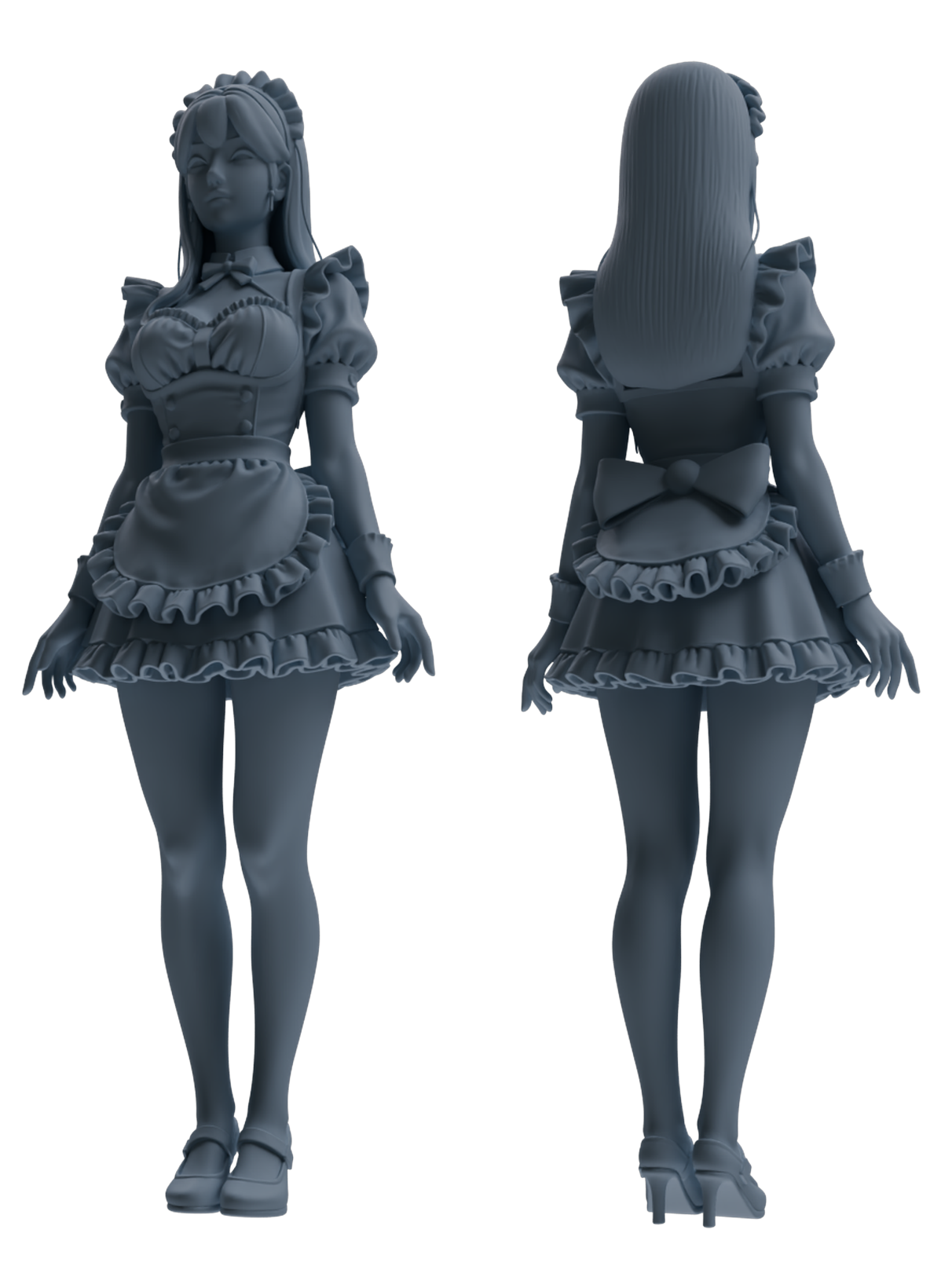 Detail view of MRY-SFW LYTR876 Maid Uniform Girl Figure Modern Model 4 pcs Model