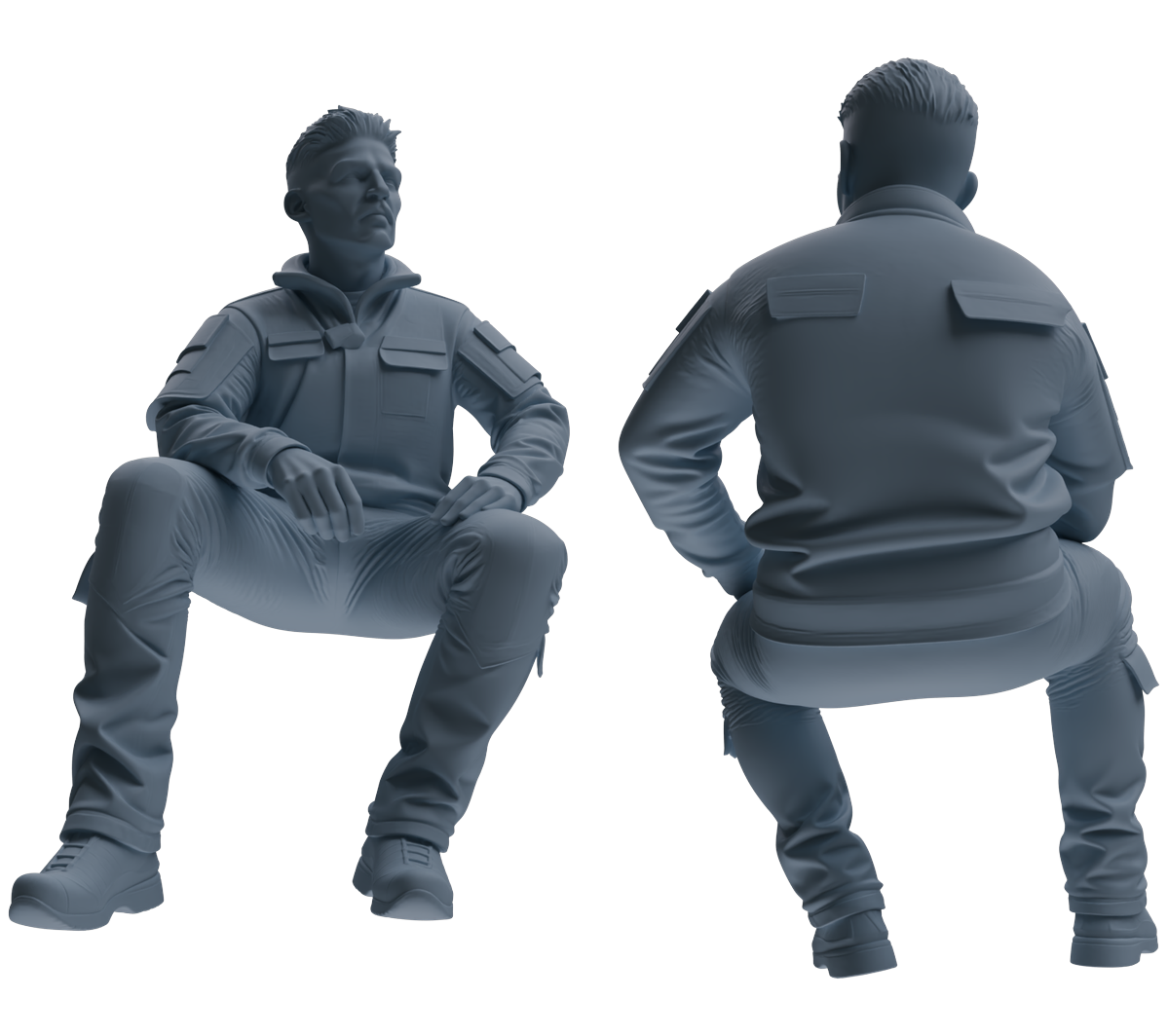Detail view of MRY-SFW LYGR685 Modern U.S. Military Six-Person Talking Group Model