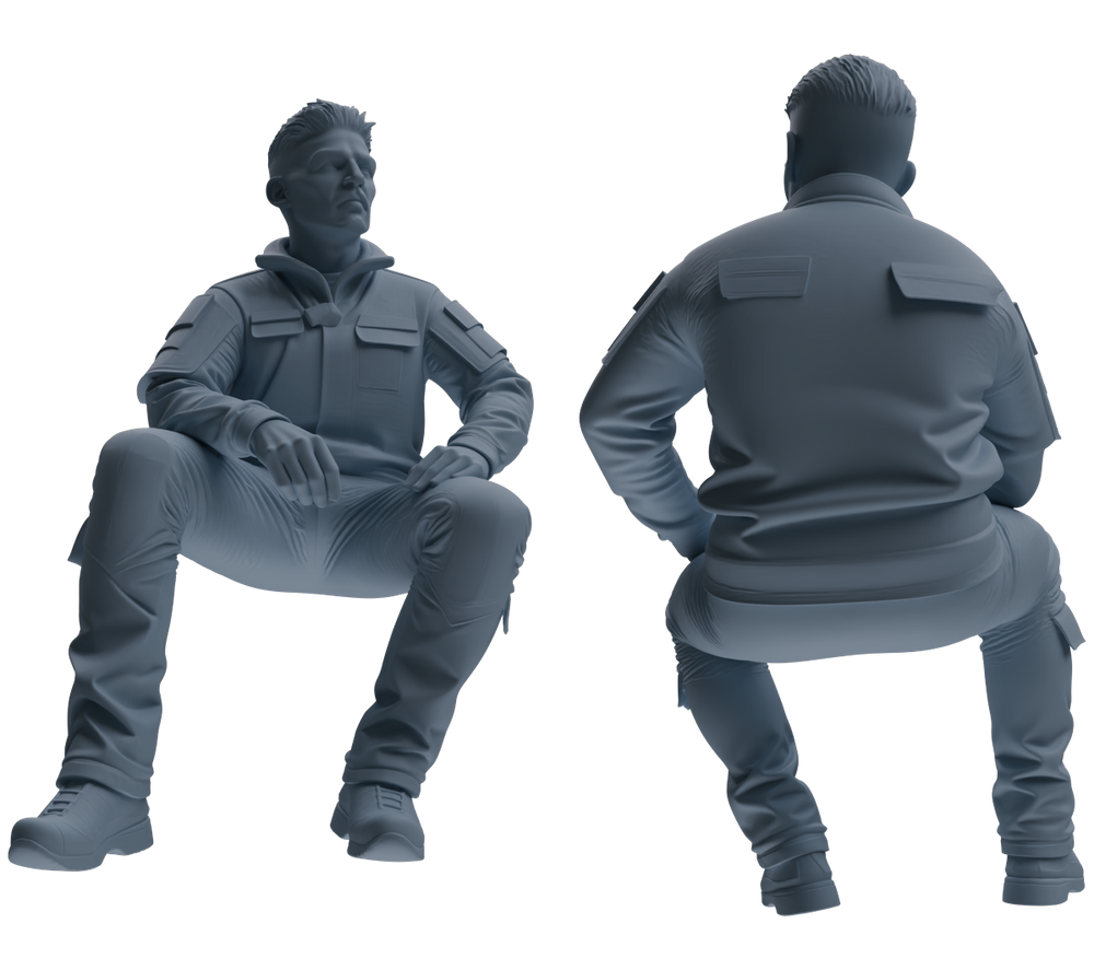 Detail view of MRY-SFW LYGR685 Modern U.S. Military Six-Person Talking Group Model