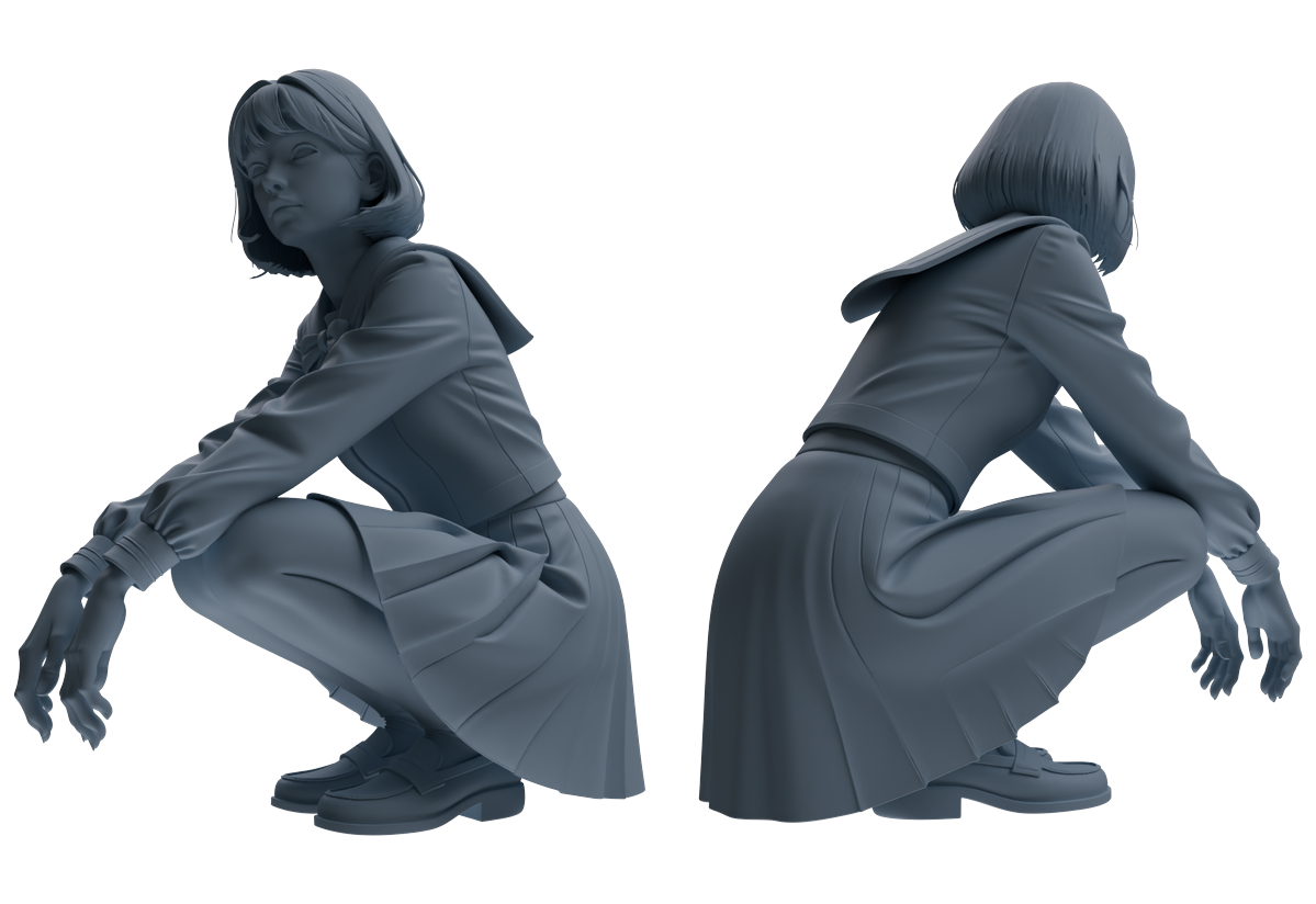 Detail view of MRY-SFW LYTR848 JK Uniform School Girl Figure Modern Model 4 pcs Miniature Car Diorama Figures Scene Props Accessories Resin Model
