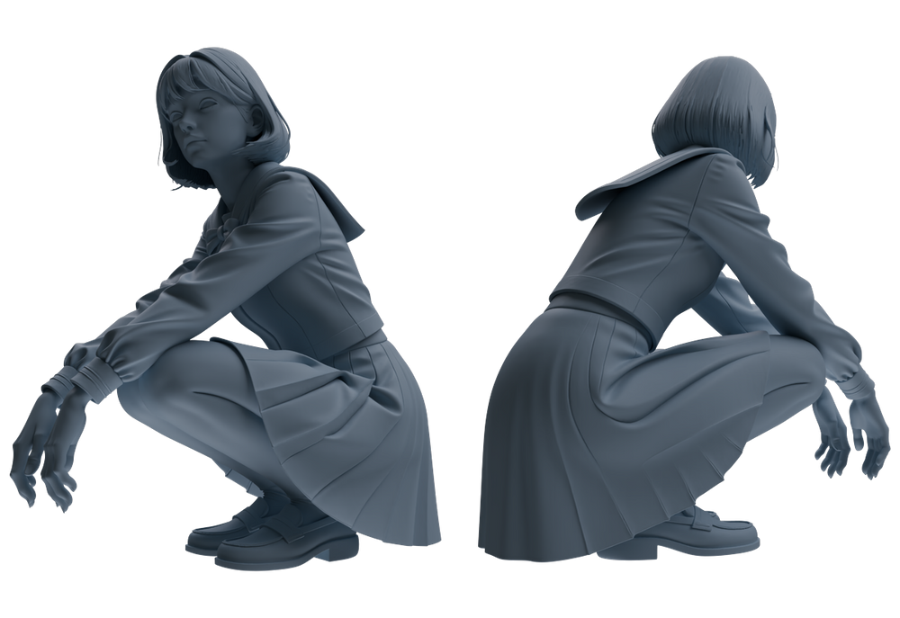 Detail view of MRY-SFW LYTR848 JK Uniform School Girl Figure Modern Model 4 pcs Miniature Car Diorama Figures Scene Props Accessories Resin Model