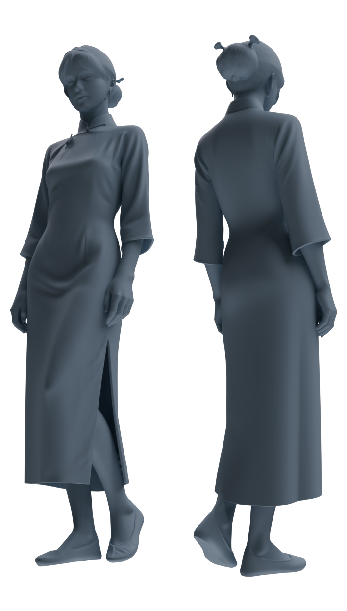 Detail view of MRY-SFW LYTR894 Republic of China Style Qipao Woman Figure Modern Model 3 pcs Model