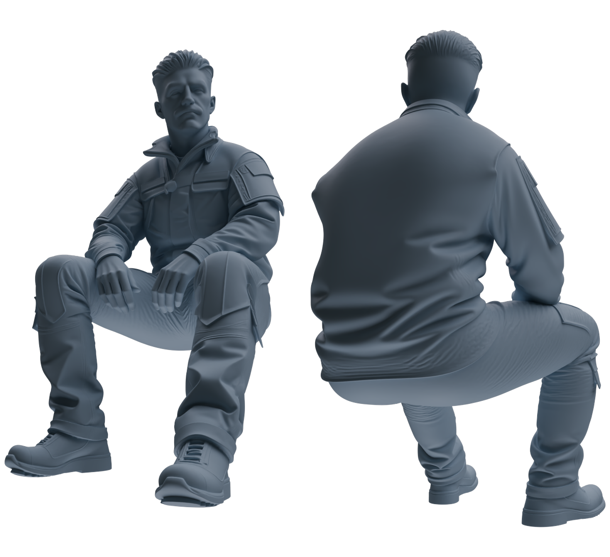 Detail view of MRY-SFW LYGR695 Modern U.S. Military Seven-Person Rest Group Model