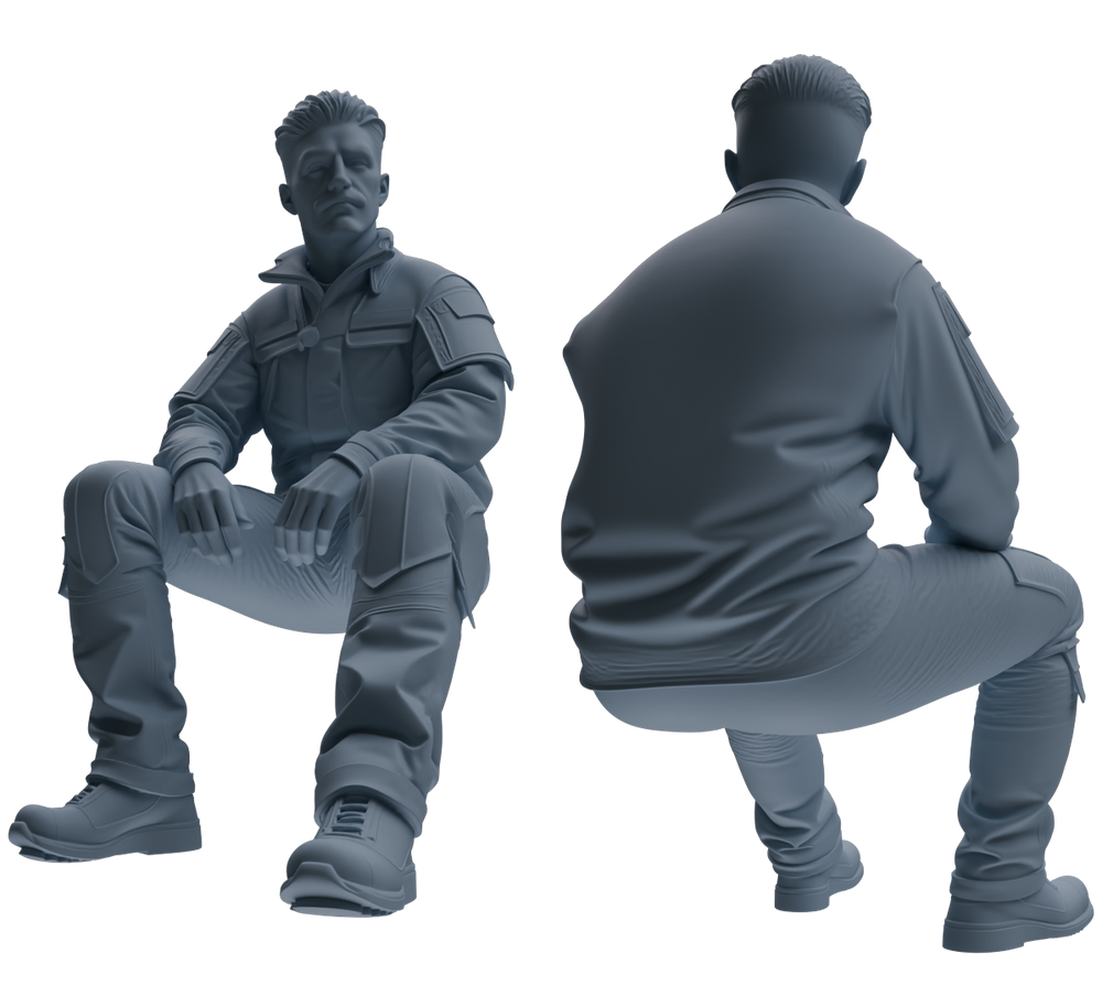 Detail view of MRY-SFW LYGR695 Modern U.S. Military Seven-Person Rest Group Model