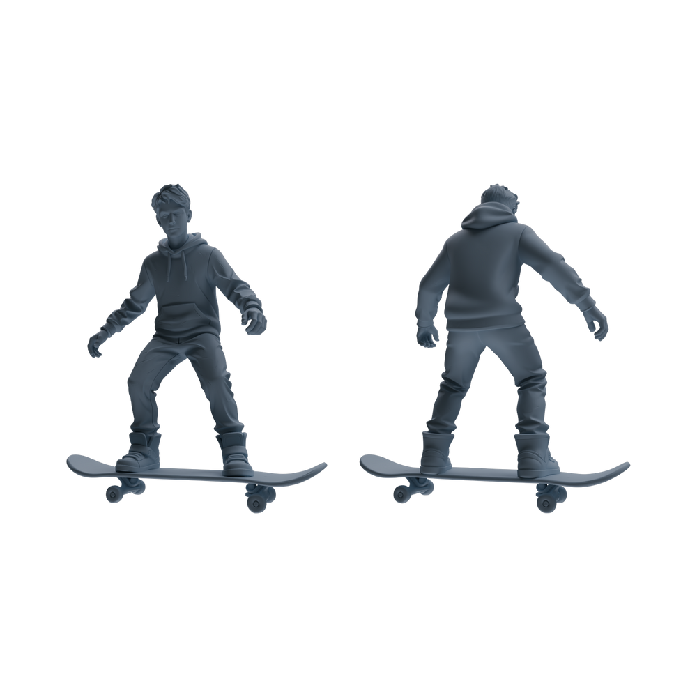 Detail view of MRY-SFW LYTR787 Skateboard Figure Modern Model 3 pcs Miniature Car Diorama Figures Scene Props Accessories Resin Model