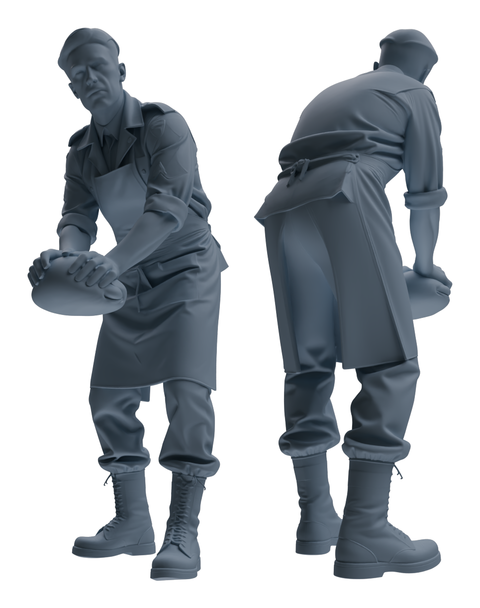 Detail view of MRY-SFW LYGR597 Historical WWII U.S. Army Six-Person Cooking Group Model
