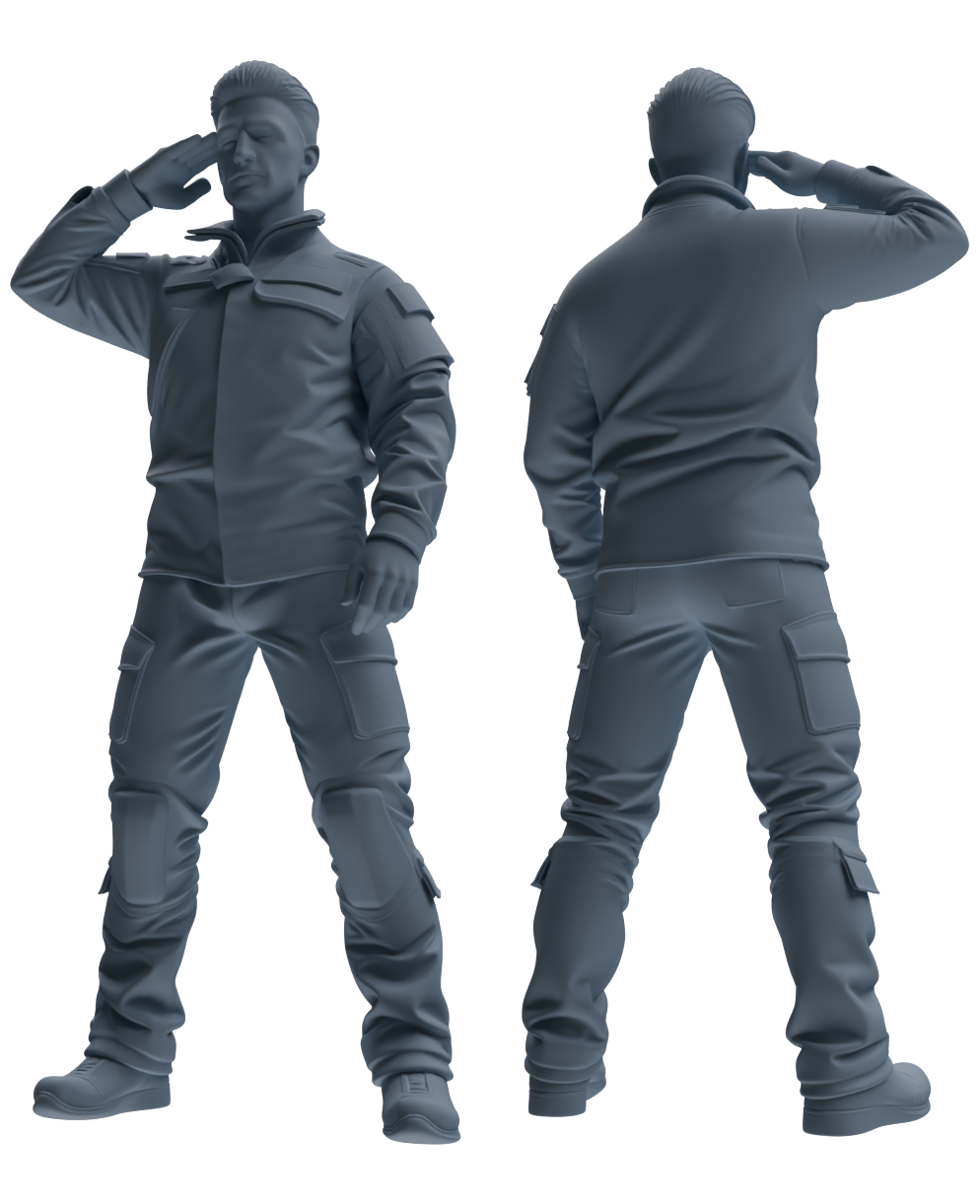 Detail view of MRY-SFW LYGR694 Modern U.S. Military Six-Person Saluting Group Model