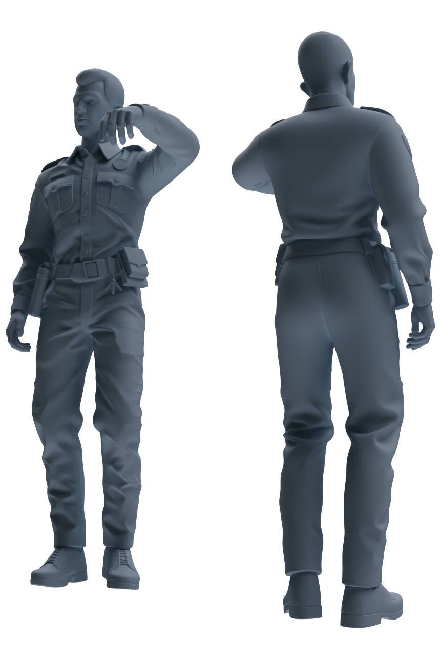 Detail view of MRY-SFW LYGR676 Los Angeles Patrol Police Seven-Person Daily Routine 3 Model