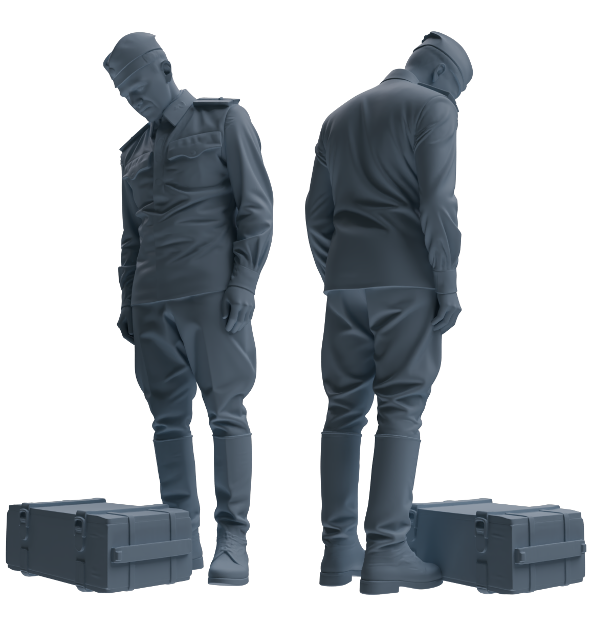 Detail view of MRY-SFW LYGR736 WWII Soviet Army War Scene Six-Person Combat Readiness Group Model