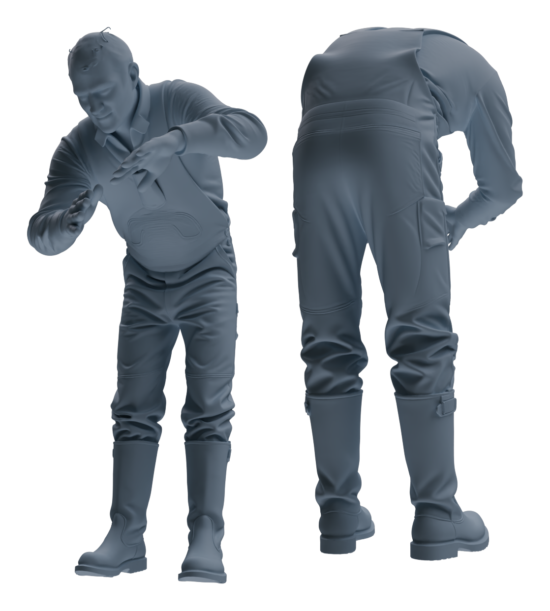 Detail view of MRY-SFW LYTR913 Farm Worker Man Multi-pose Modern Model 4 pcs Model