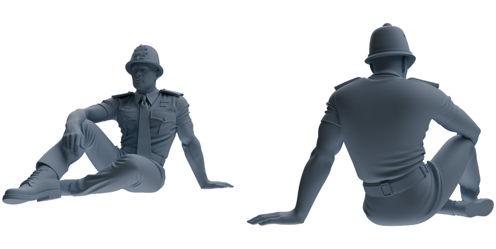 Detail view of MRY-SFW LYGR808 Modern British Police Seven-Person Rest Group Model