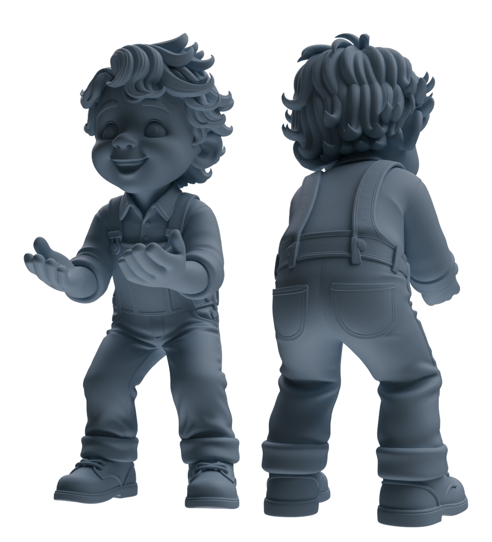 Detail view of MRY-SFW LYTR920 Cartoon Farm Boy Multi-pose Modern Model 3 pcs Model