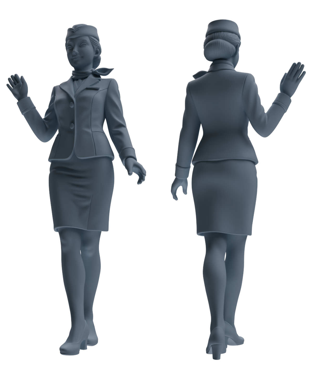 Detail view of MRY-SFW LYTR860 Flight Attendant Uniform Woman Figure Modern Model 3 pcs Miniature Car Diorama Figures Scene Props Accessories Resin Model