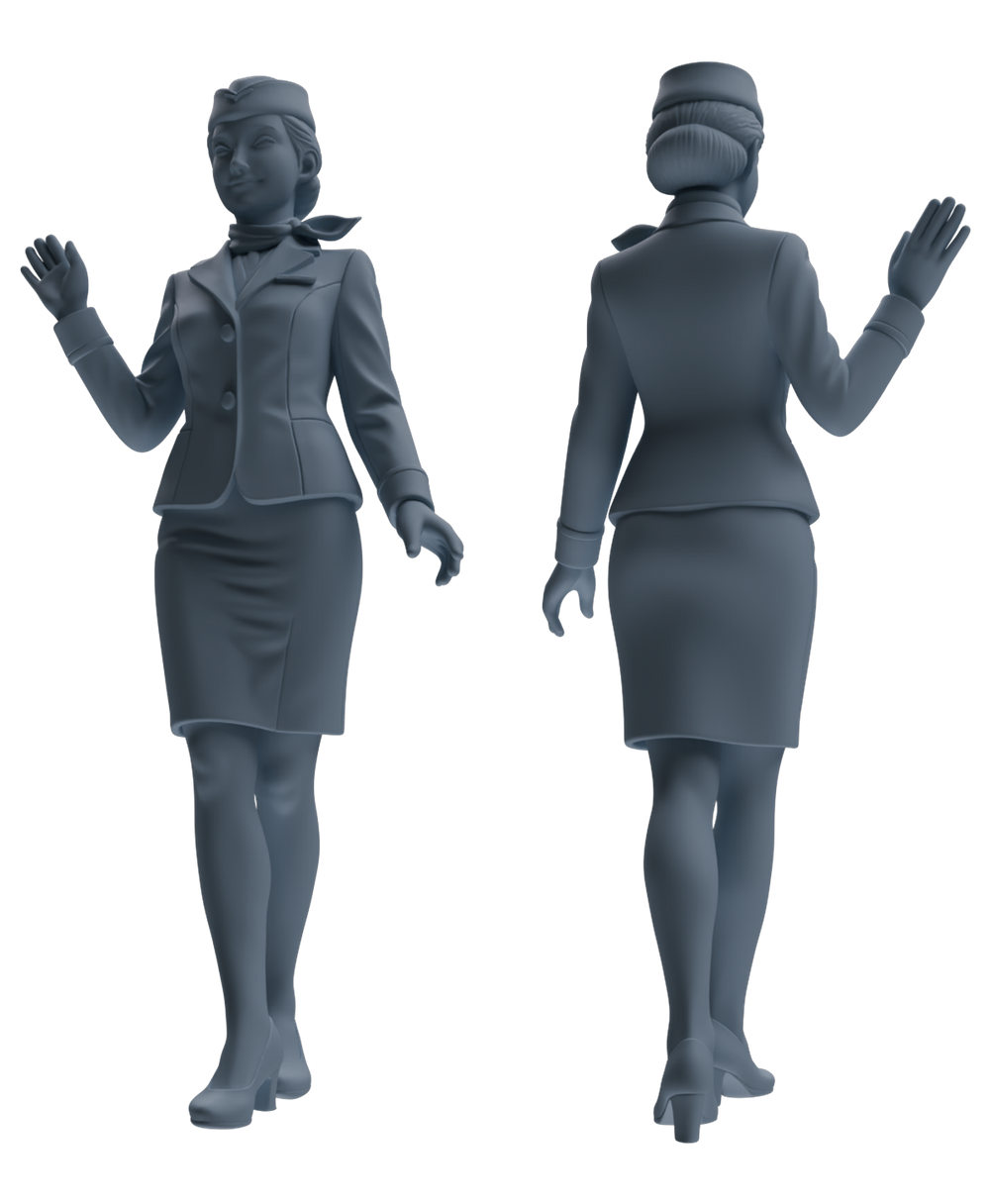 Detail view of MRY-SFW LYTR860 Flight Attendant Uniform Woman Figure Modern Model 3 pcs Miniature Car Diorama Figures Scene Props Accessories Resin Model
