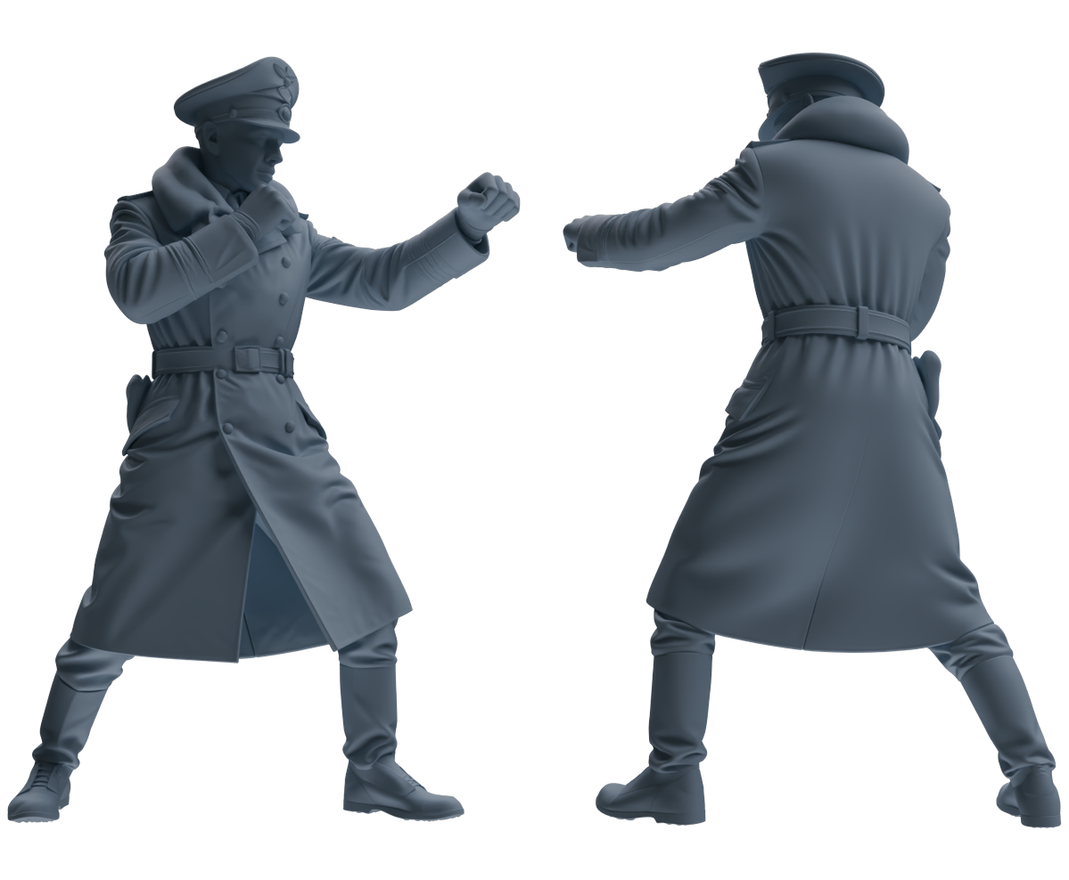 Detail view of MRY-SFW LYGR704 WWII German Army Training Scene Six-Person Officer Combat Group Model