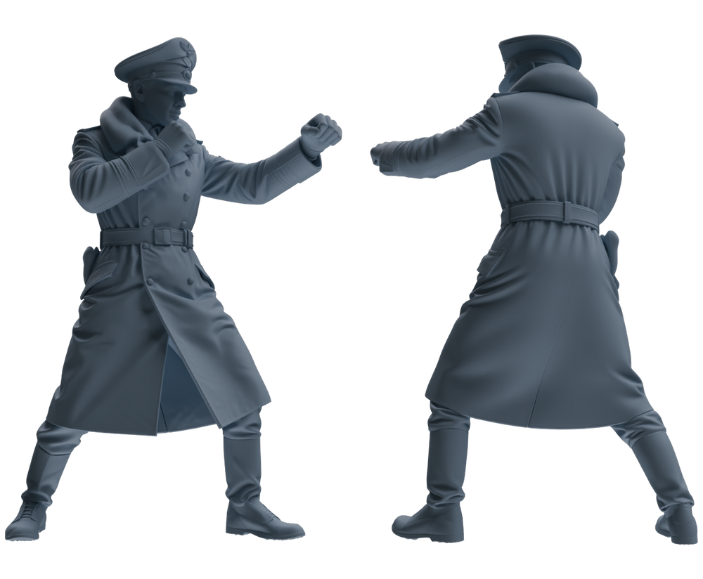 Detail view of MRY-SFW LYGR704 WWII German Army Training Scene Six-Person Officer Combat Group Model