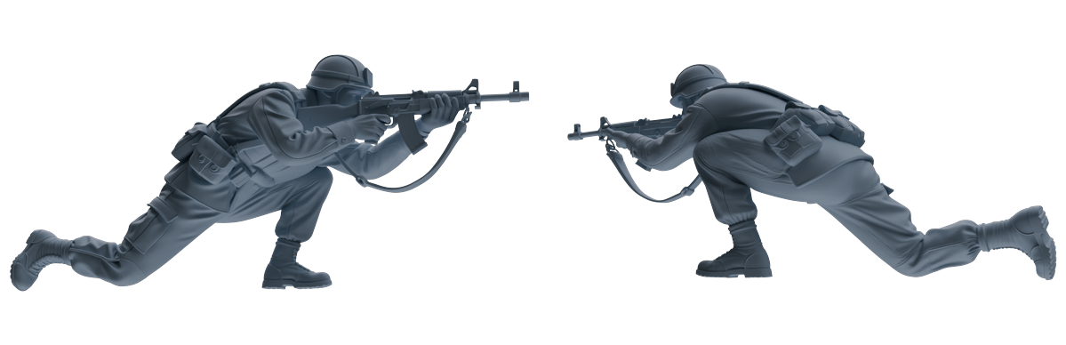 MRY-SFW SSTR202 Miniatures Soldier Model Kit Assault Combat Soldier Pose Modern Model 3 pcs