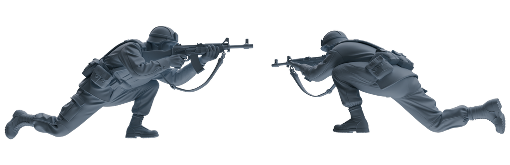 MRY-SFW SSTR202 Miniatures Soldier Model Kit Assault Combat Soldier Pose Modern Model 3 pcs