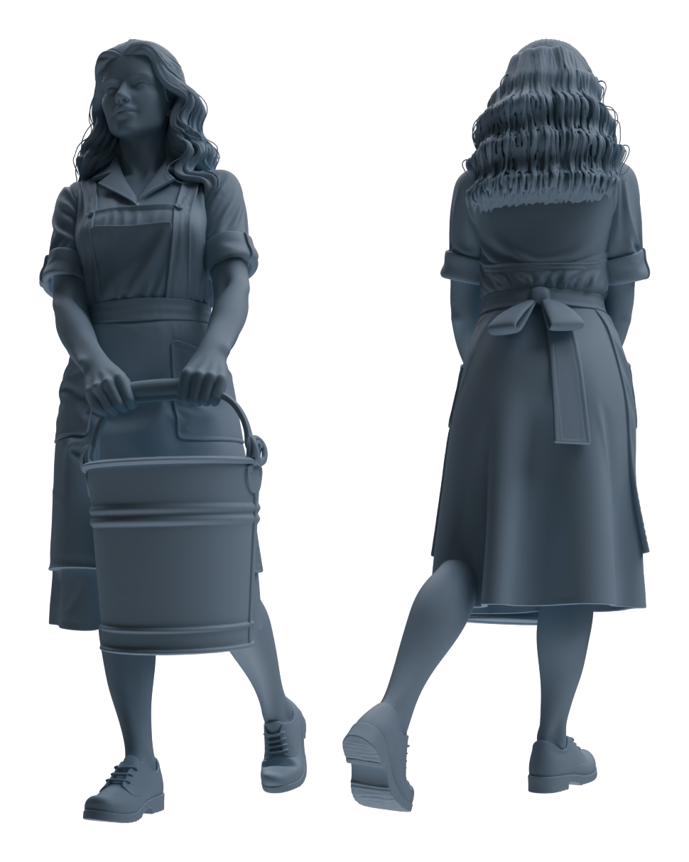 Detail view of MRY-SFW LYTR901 Farm Woman with Bucket Modern Model 4 pcs Model