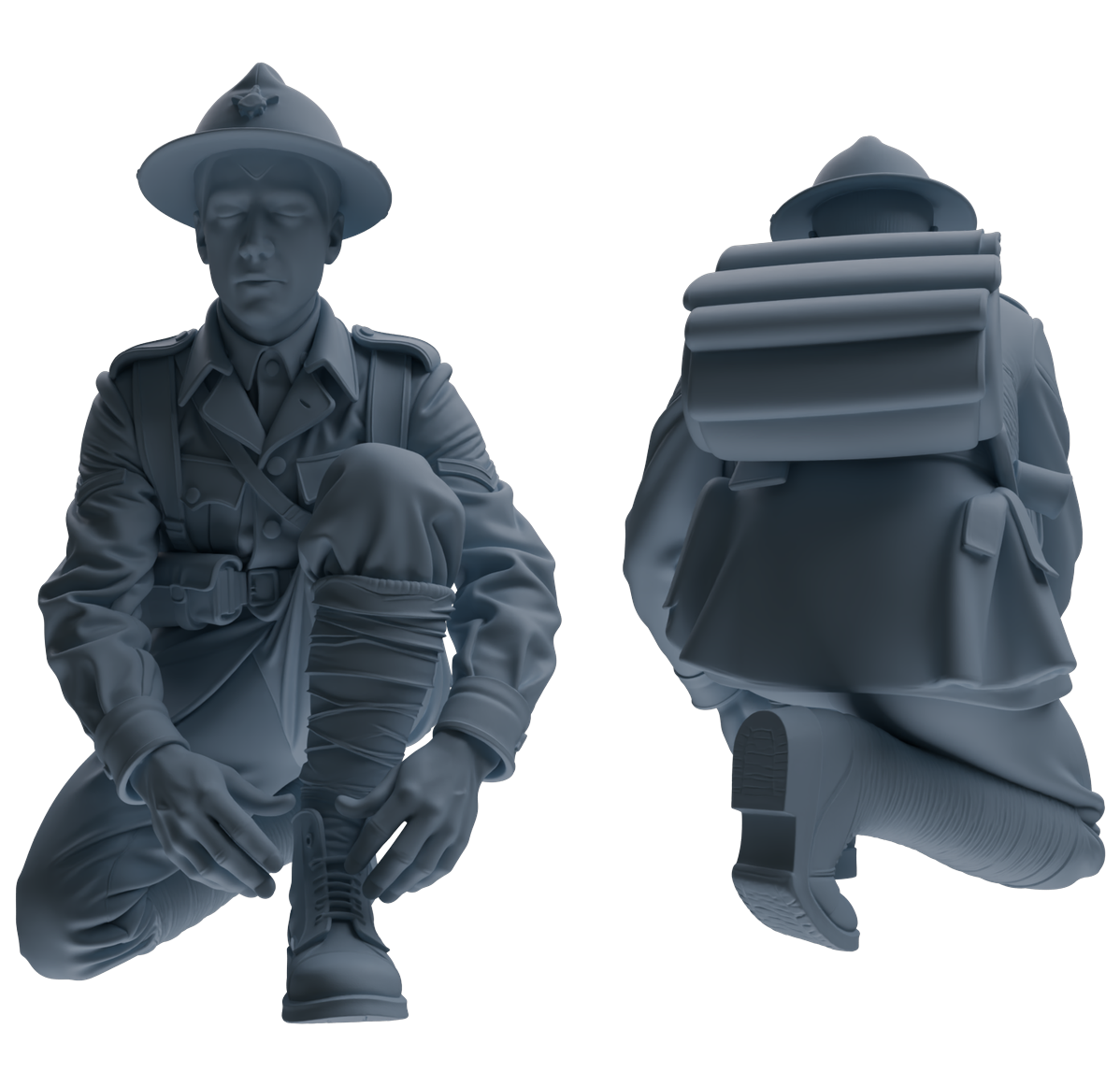 MRY-SFW SSTR203 Miniatures Soldier Model Kit WWI Soldier Pose Modern Model 3 pcs