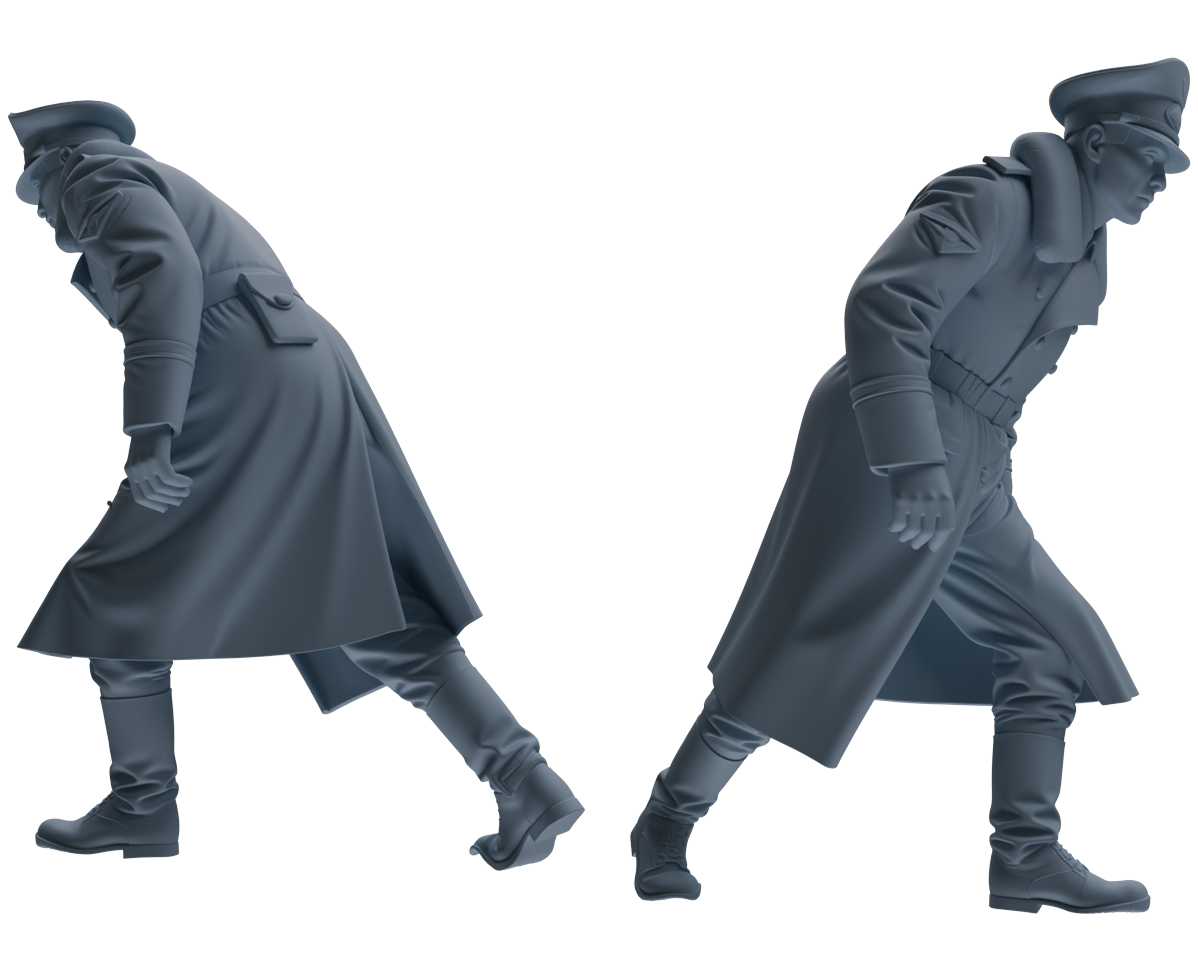Detail view of MRY-SFW LYGR713 WWII German Army Officer War Scene Six-Person Advancing Group Model