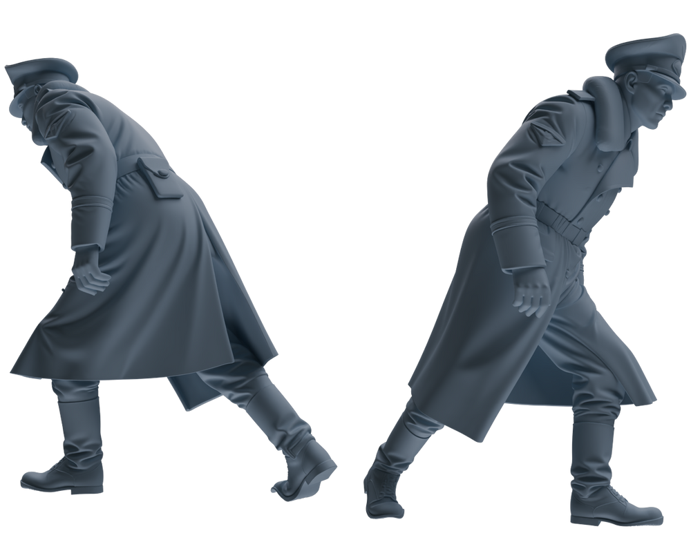 Detail view of MRY-SFW LYGR713 WWII German Army Officer War Scene Six-Person Advancing Group Model