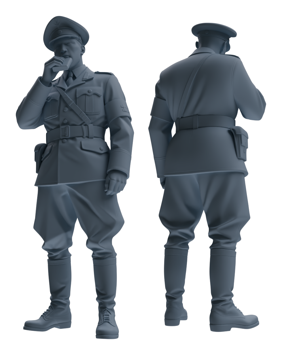 Detail view of MRY-SFW LYGR581 WWII French Army Seven-Person Eating Group Model