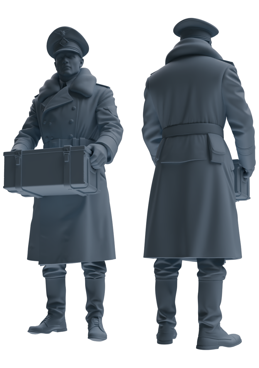 Detail view of MRY-SFW LYGR712 WWII German Army Officer War Scene Six-Person Carrying Group Model
