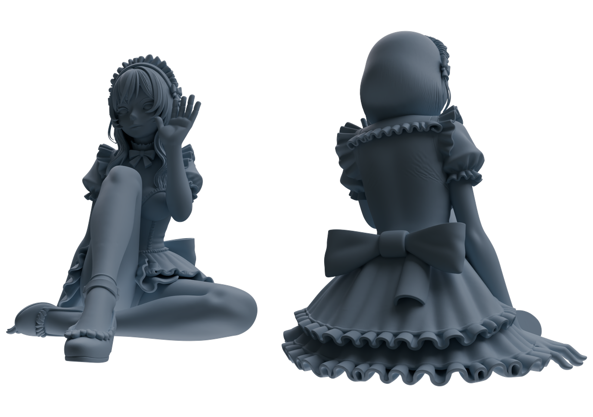 Detail view of MRY-SFW LYTR870 Multi-pose Maid Girl Figure Modern Model 3 pcs Model