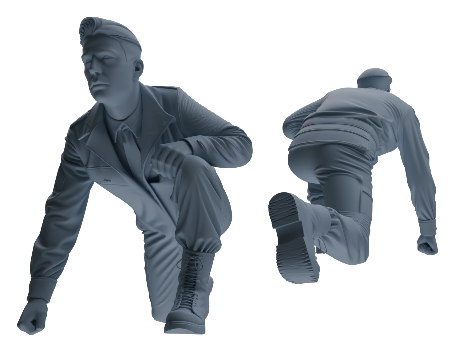 Detail view of MRY-SFW LYGR595 Historical WWII U.S. Army Six-Person Group Model