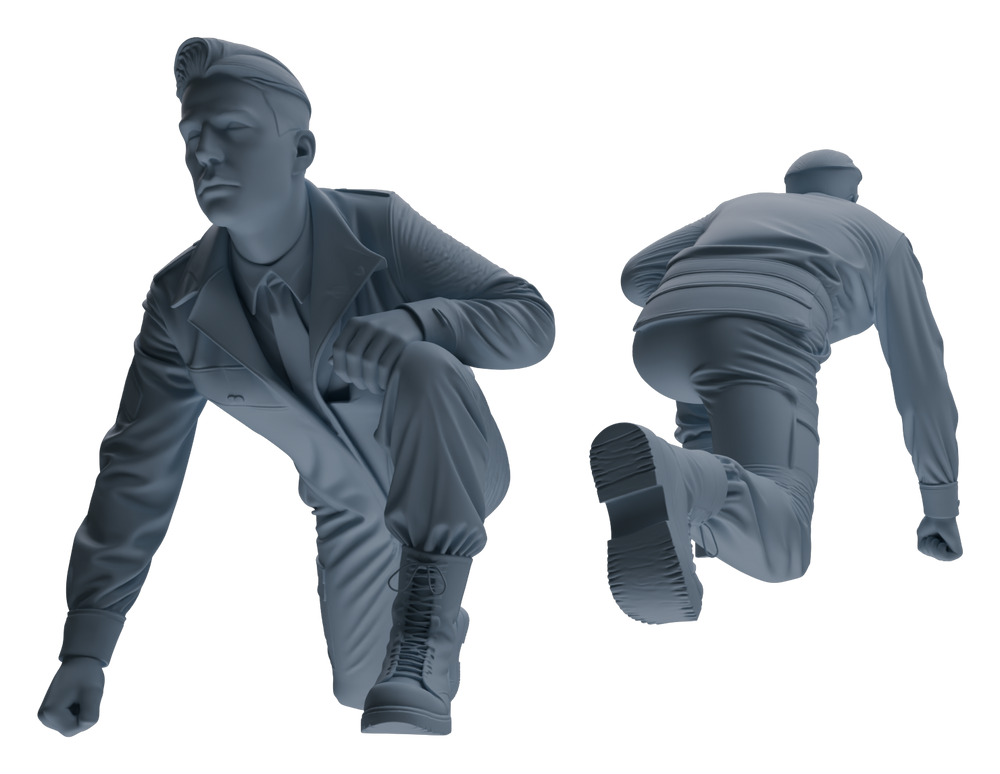 Detail view of MRY-SFW LYGR595 Historical WWII U.S. Army Six-Person Group Model