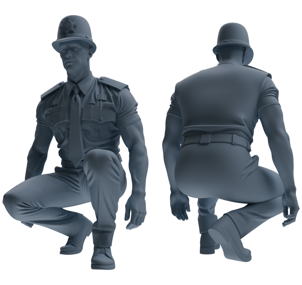 Detail view of MRY-SFW LYGR805 Modern British Police Five-Person Daily Routine 2 Model