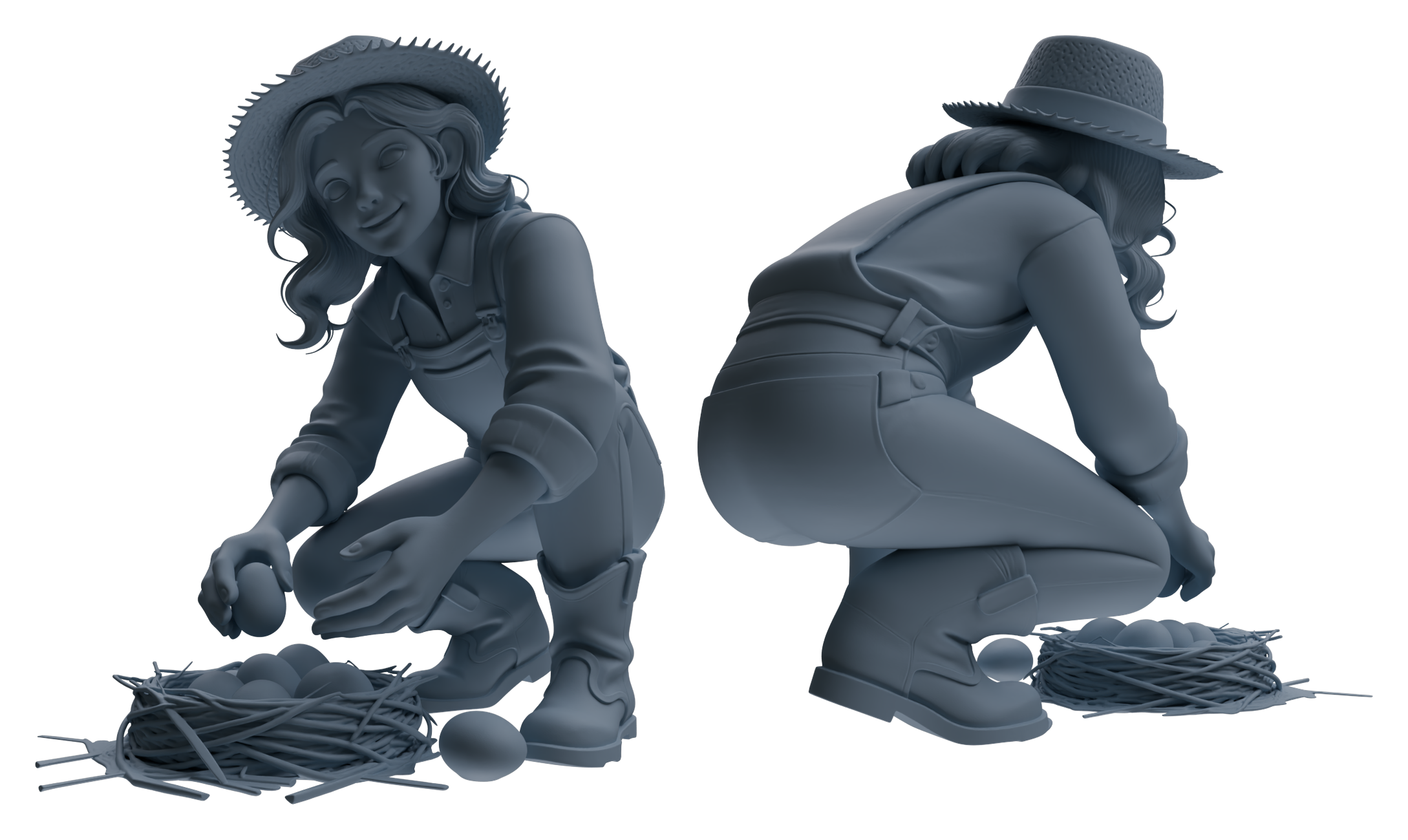 Detail view of MRY-SFW LYTR910 Farm Girl Multi-pose Modern Model 4 pcs Model