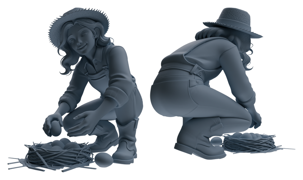 Detail view of MRY-SFW LYTR910 Farm Girl Multi-pose Modern Model 4 pcs Model