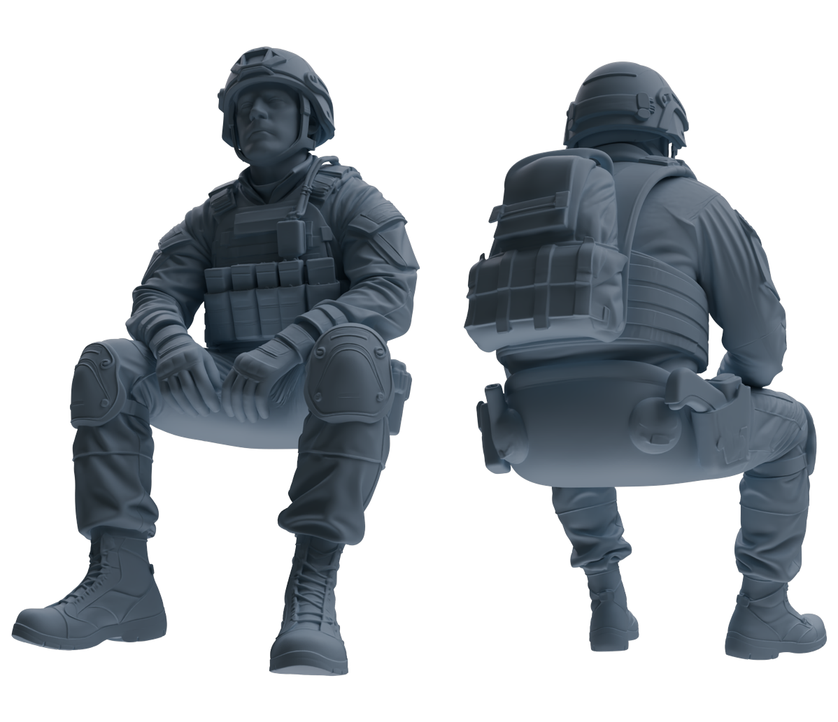 MRY-SFW SSTR205 Miniatures Soldier Model Kit Multi-Pose Modern & WWII Soldier Model 6 pcs