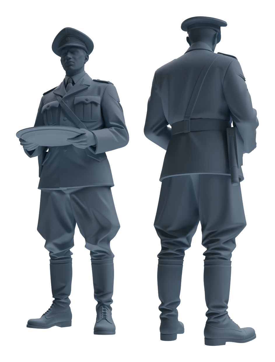 Detail view of MRY-SFW LYGR580 WWII French Army Six-Person Mess Hall Group Model