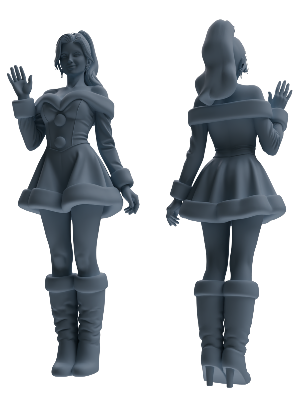 Detail view of MRY-SFW LYTR880 Christmas Themed Girl Figure Modern Model 4 pcs Model